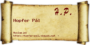 Hopfer Pál névjegykártya